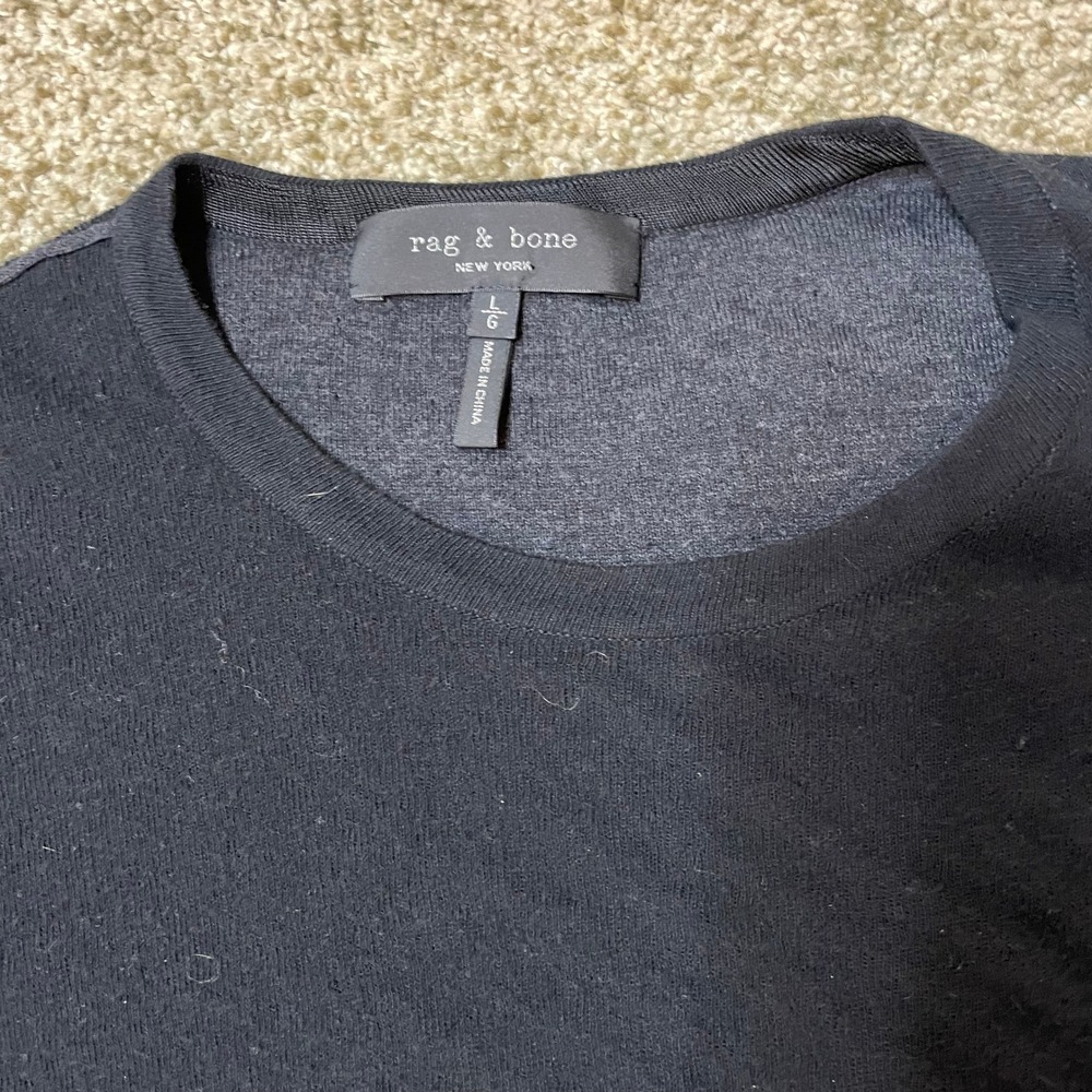Rag & Bone New York Mens Black Long Sleeve Crewneck Sweater Large Elevated Basic